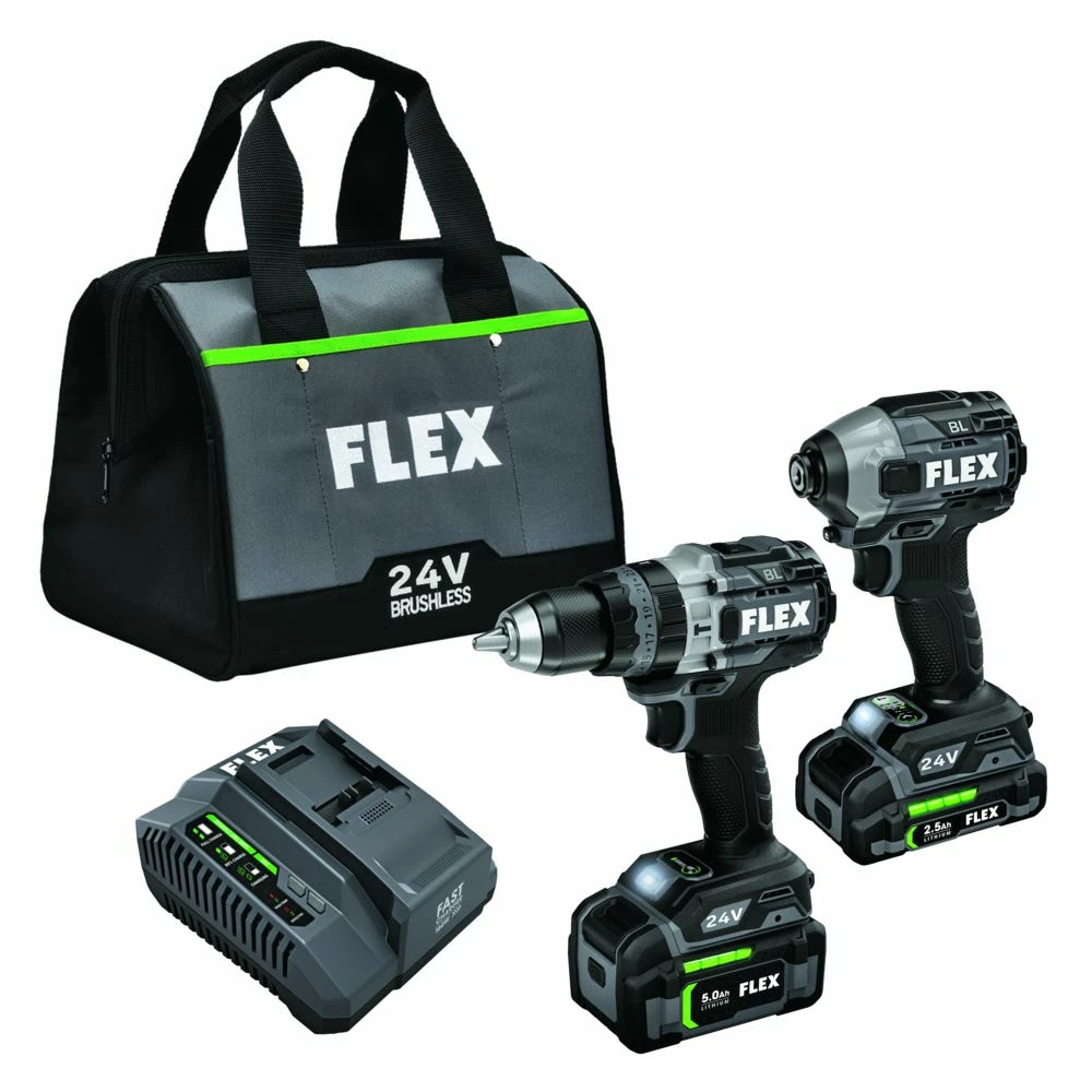 Flex Power Tools FLEX 24V 1/2" Hammer Drill And Impact Driver Combo Kit (3.5Ah/6.0Ah Stacked) FXM202-2G 3 Flex Power Tools FLEX 24V 1/2" Hammer Drill And Impact Driver Combo Kit (3.5Ah/6.0Ah Stacked) FXM202-2G